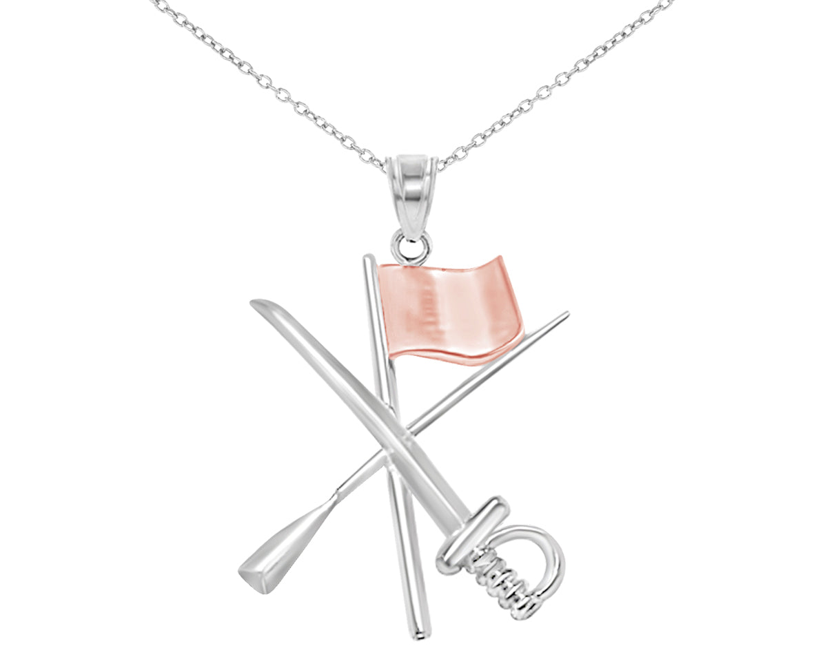 Color Guard Necklace | Rose Flag & Rifle Saber - Color Guard Gifts