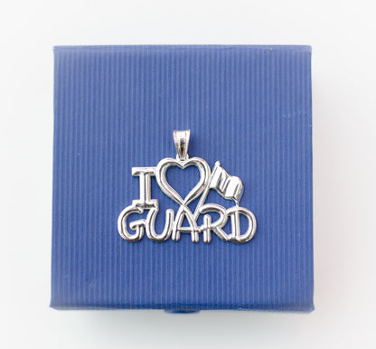 I Love GUARD Charm for Color Guard | Silver - Color Guard Gifts