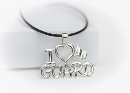 I Love GUARD Necklace for ColorGuard | Silver - Color Guard Gifts