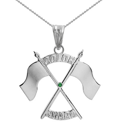 Color Guard Double Flag Necklace | Silver - Color Guard Gifts
