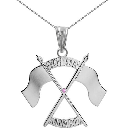 Color Guard Double Flag Necklace | Silver - Color Guard Gifts
