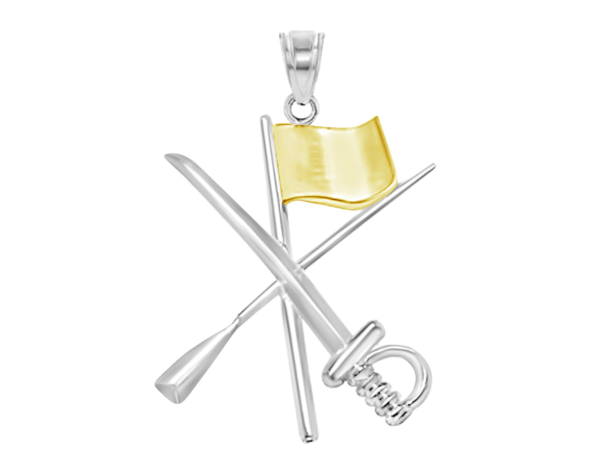Color Guard Charm | Flag Rifle Saber | Silver & Yellow - Color Guard Gifts