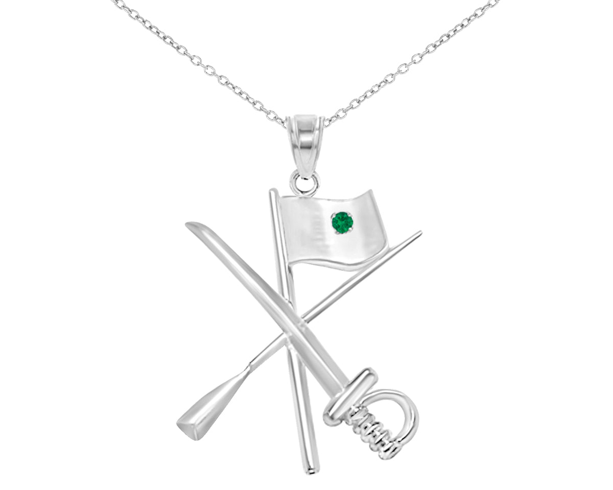 Color Guard Flag Rifle Saber Necklace | Sterling Silver - Color Guard Gifts