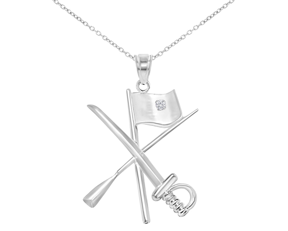 Color Guard Flag Rifle Saber Necklace | Sterling Silver - Color Guard Gifts
