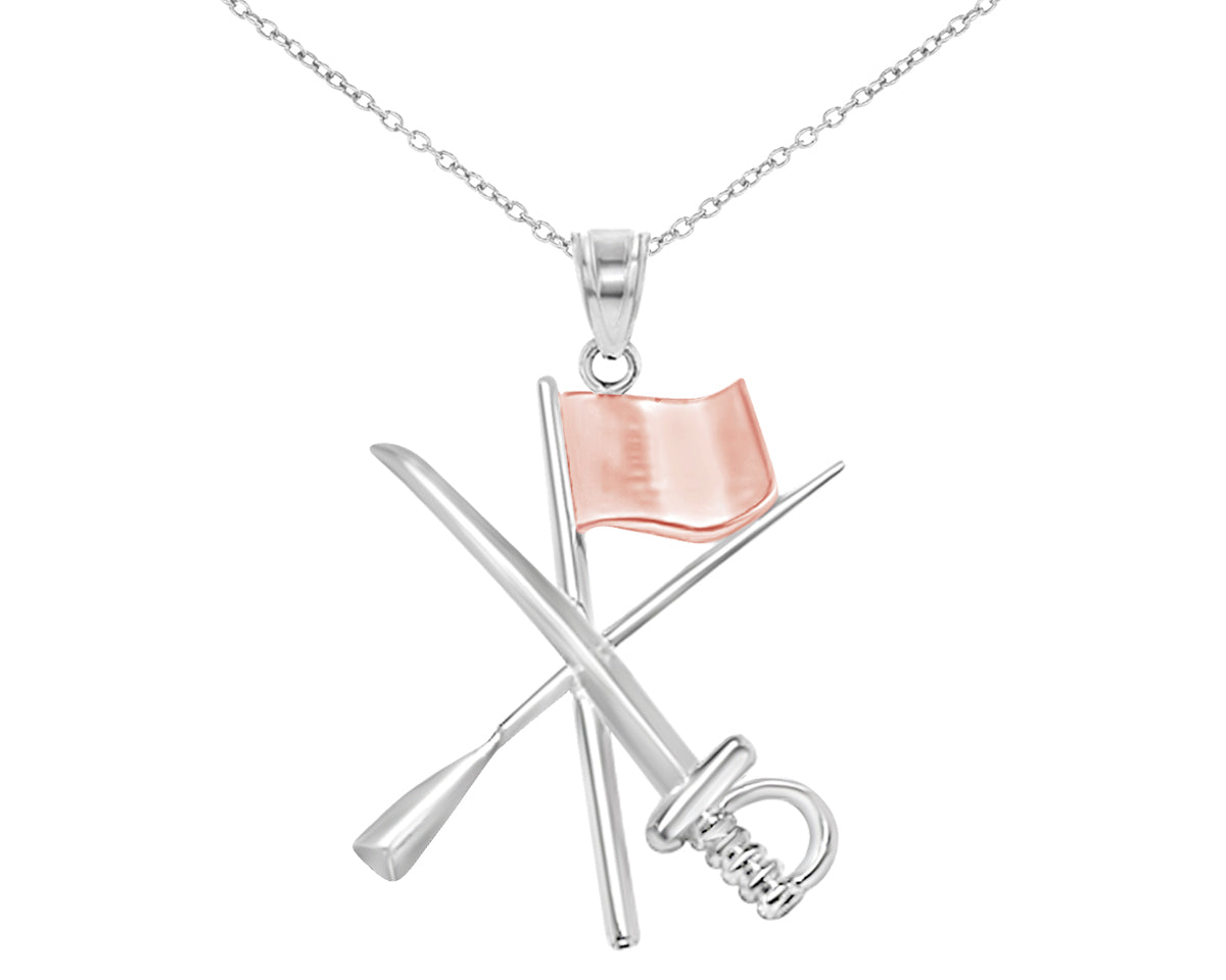 Color Guard Necklace | Flag Rifle Saber | Silver & Rose - Color Guard Gifts