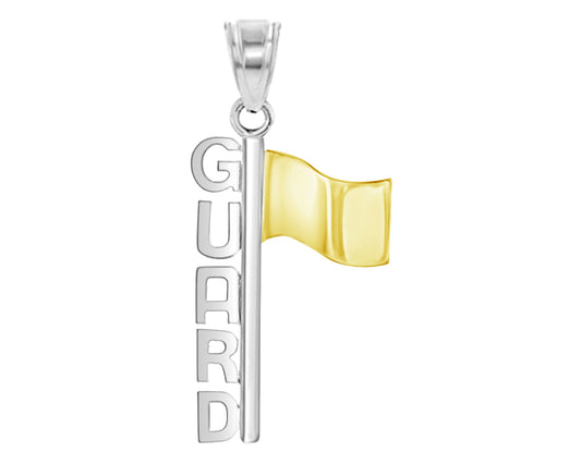 Color Guard Pendant | Guard & Flag | Silver & Yellow - Color Guard Gifts