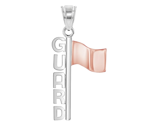 Color Guard Pendant | Guard & Flag | Silver & Rose - Color Guard Gifts