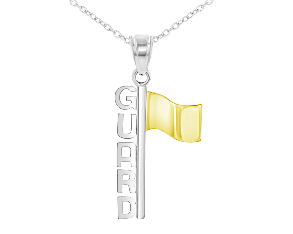 Color Guard Necklace | Guard & Flag | Silver & Yellow - Color Guard Gifts