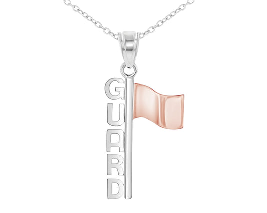 Color Guard Necklace | Guard & Flag | Silver & Rose - Color Guard Gifts