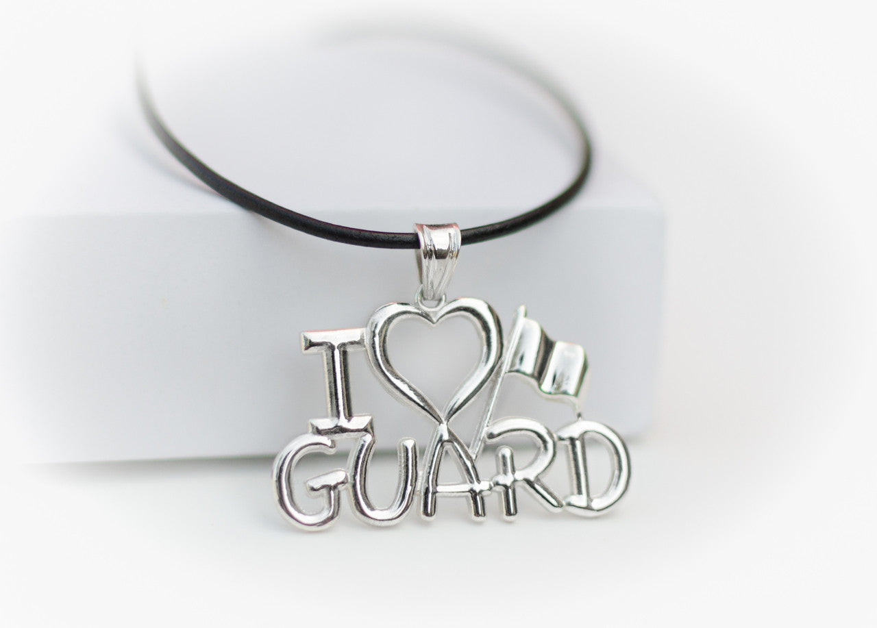 I Love GUARD Necklace for ColorGuard | Silver - ColorGuard Gifts
 - 3