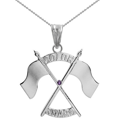 Color Guard Double Flag Necklace | Silver - ColorGuard Gifts - 2