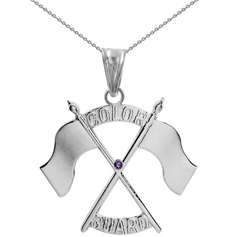 Color Guard Double Flag Necklace | Silver - Color Guard Gifts