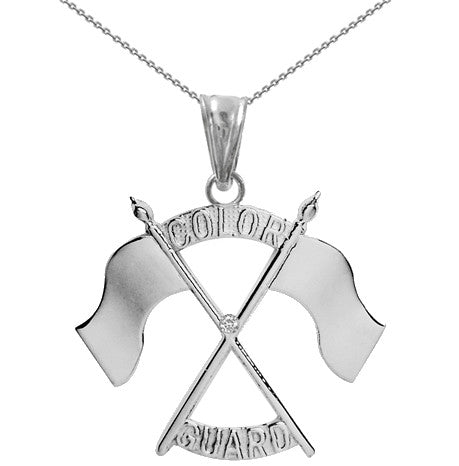 Color Guard Double Flag Necklace | Silver - ColorGuard Gifts - 6