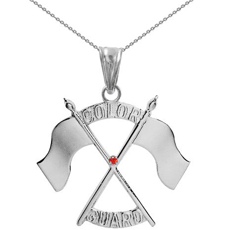 Color Guard Double Flag Necklace | Silver - Color Guard Gifts