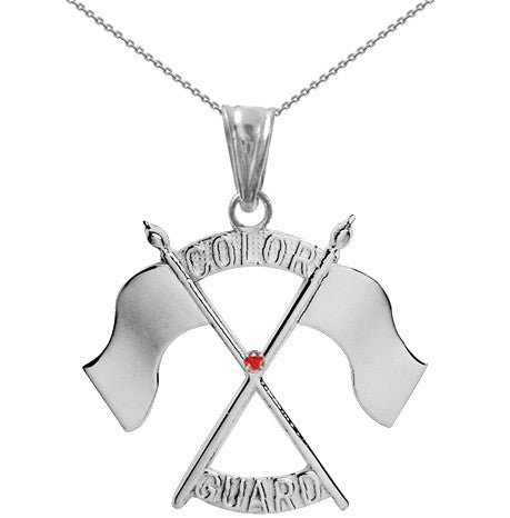 Color Guard Double Flag Necklace | Silver - ColorGuard Gifts - 3
