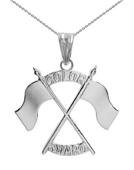 Color Guard Double Flag Necklace | Silver - Color Guard Gifts
